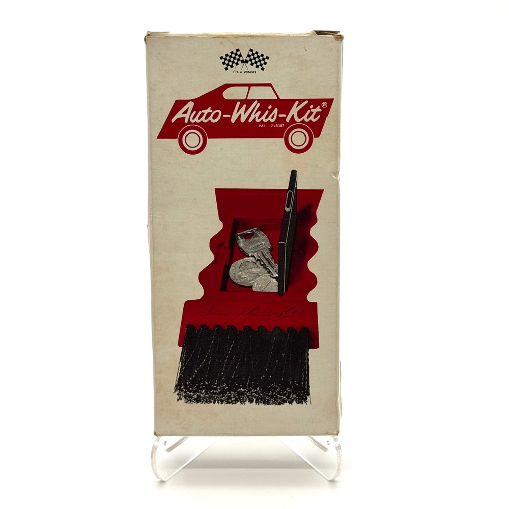 Vintage Auto-Whis-Kit 4-in-1 Car Ice Scraper Whisk Broom Coin Box NOS